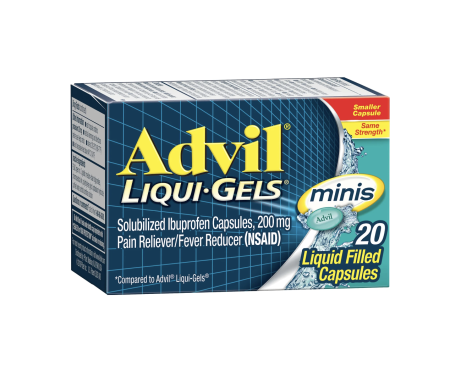 Advil Liqui-Gels Minis Pain Relievers for Headache Relief, Fever Reducer Liquid Filled Capsules, 200 Mg Ibuprofen, 20 Count